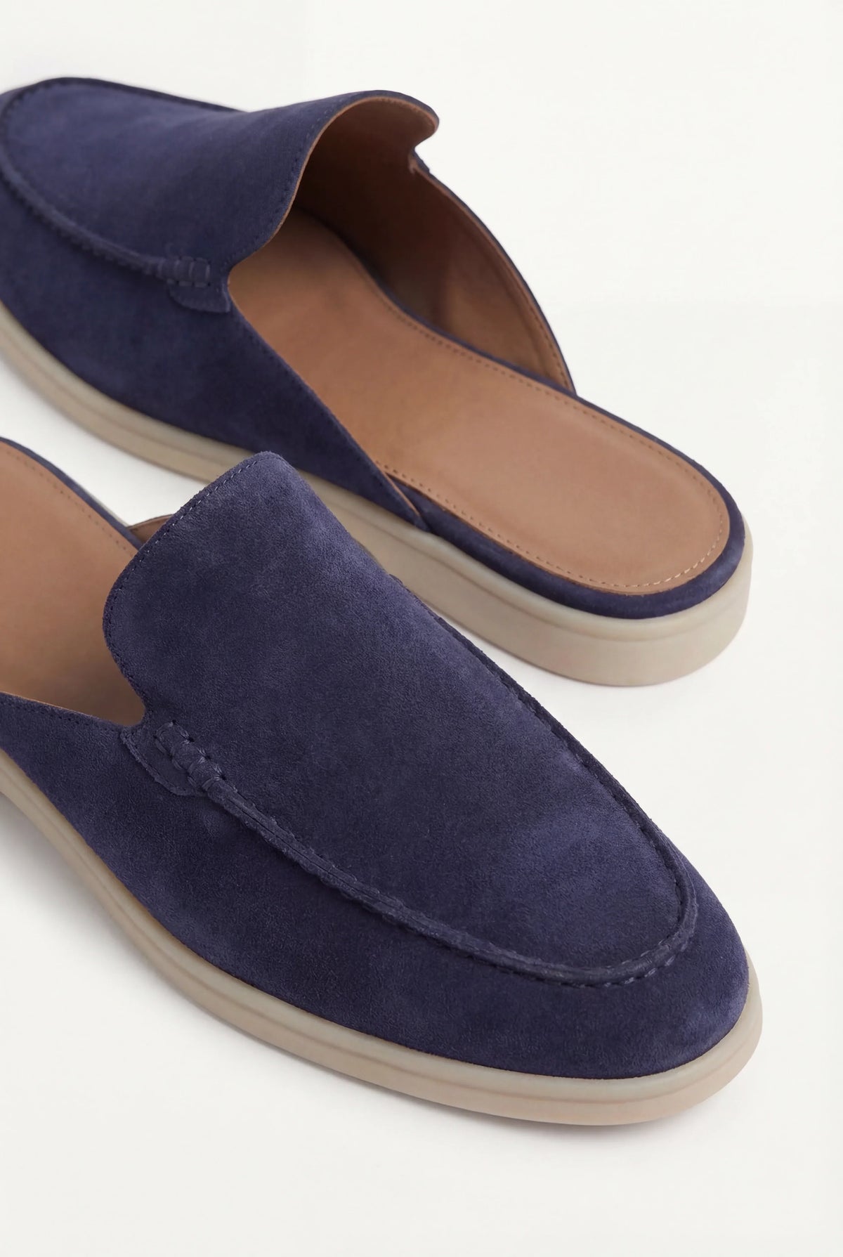 Mocassin bateau en daim bleu marine