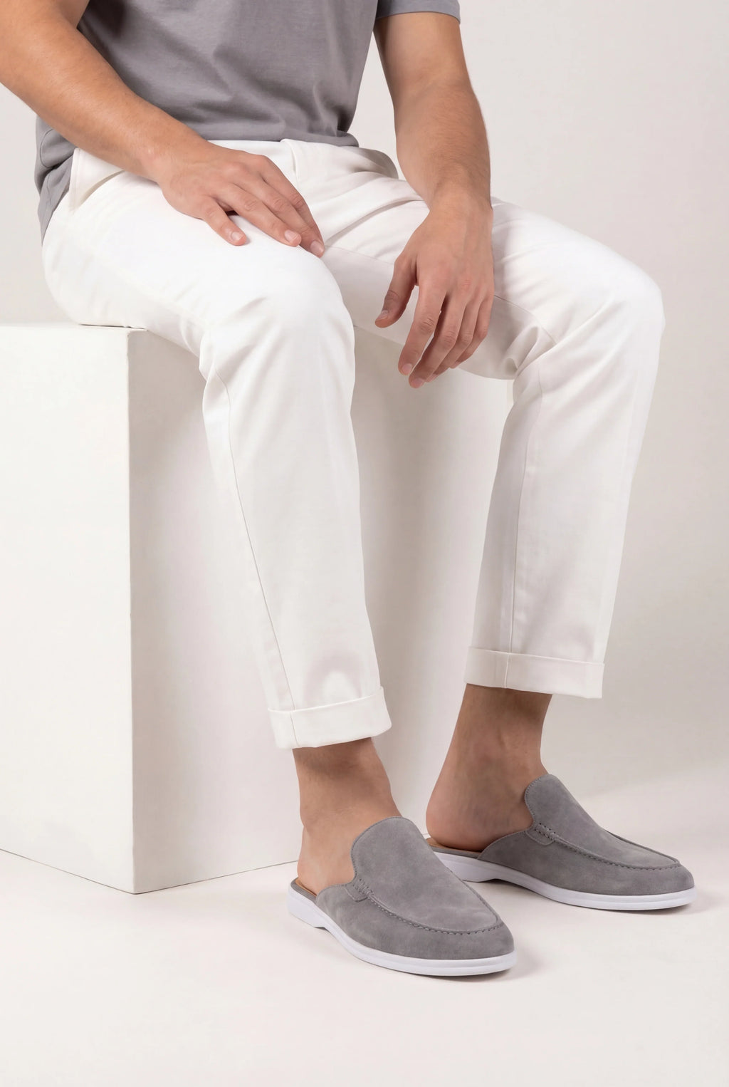 Mocassin en daim gris