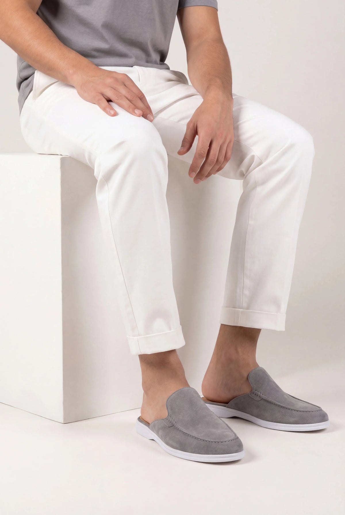 Mocassin en daim gris