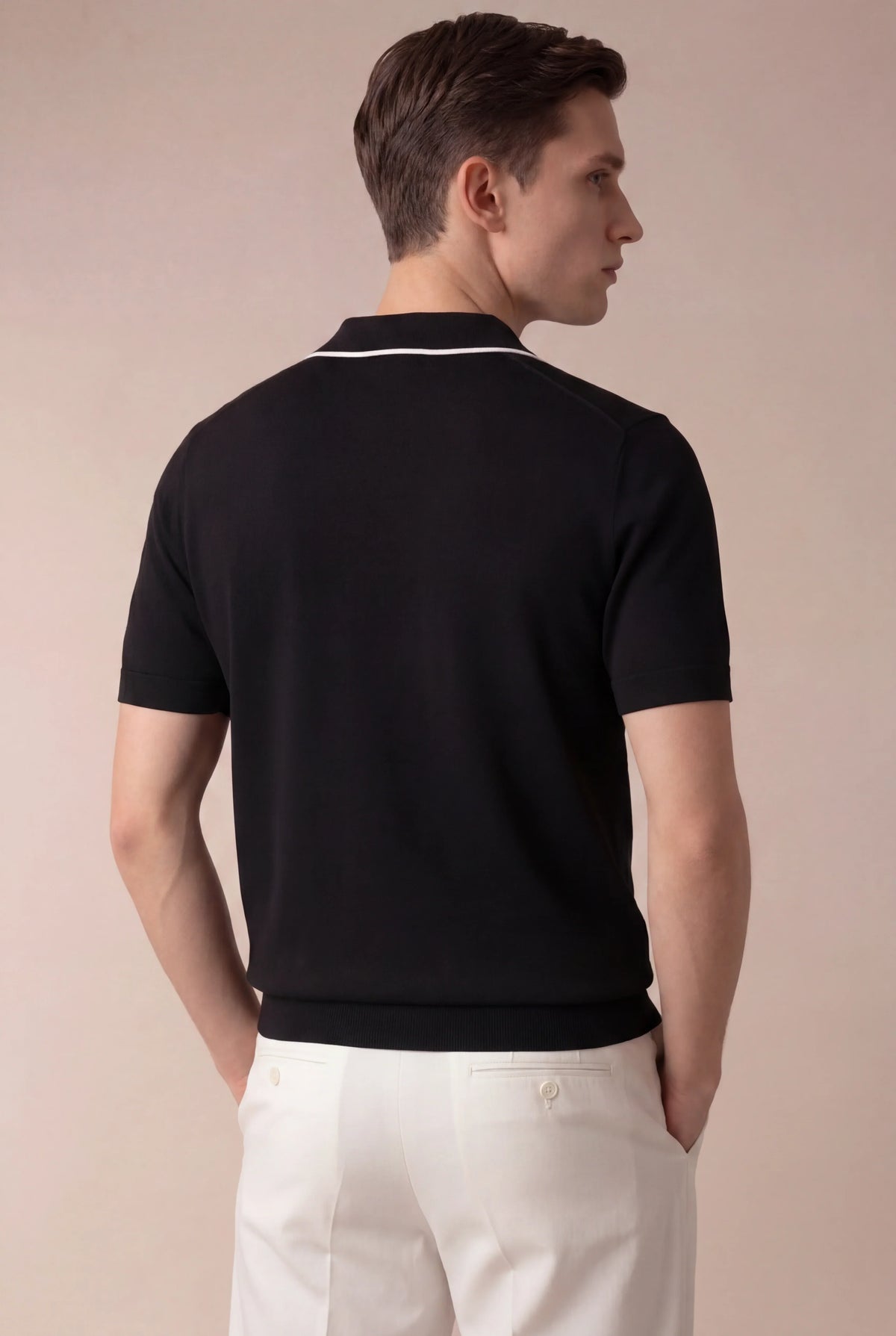 Black Buttonless Polo