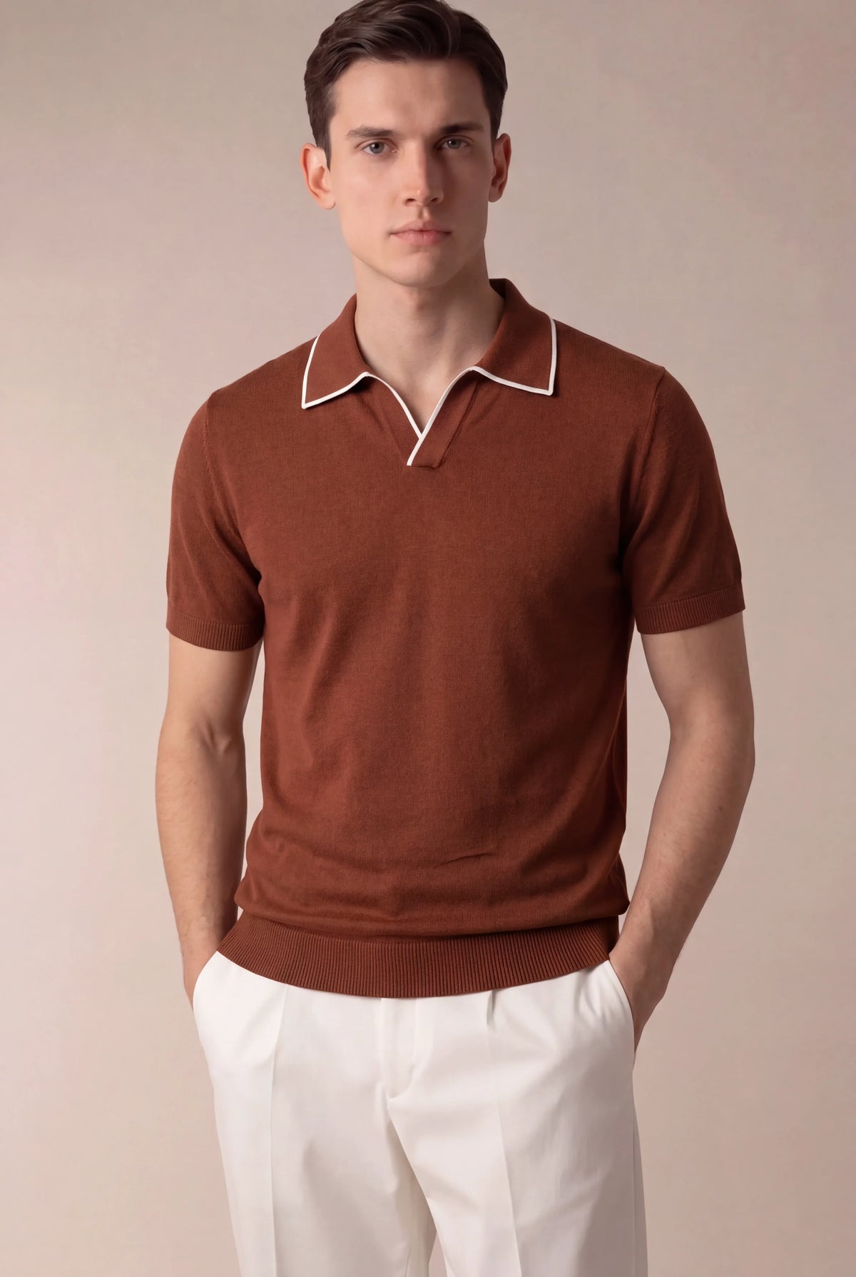 Polo sans boutons terracotta