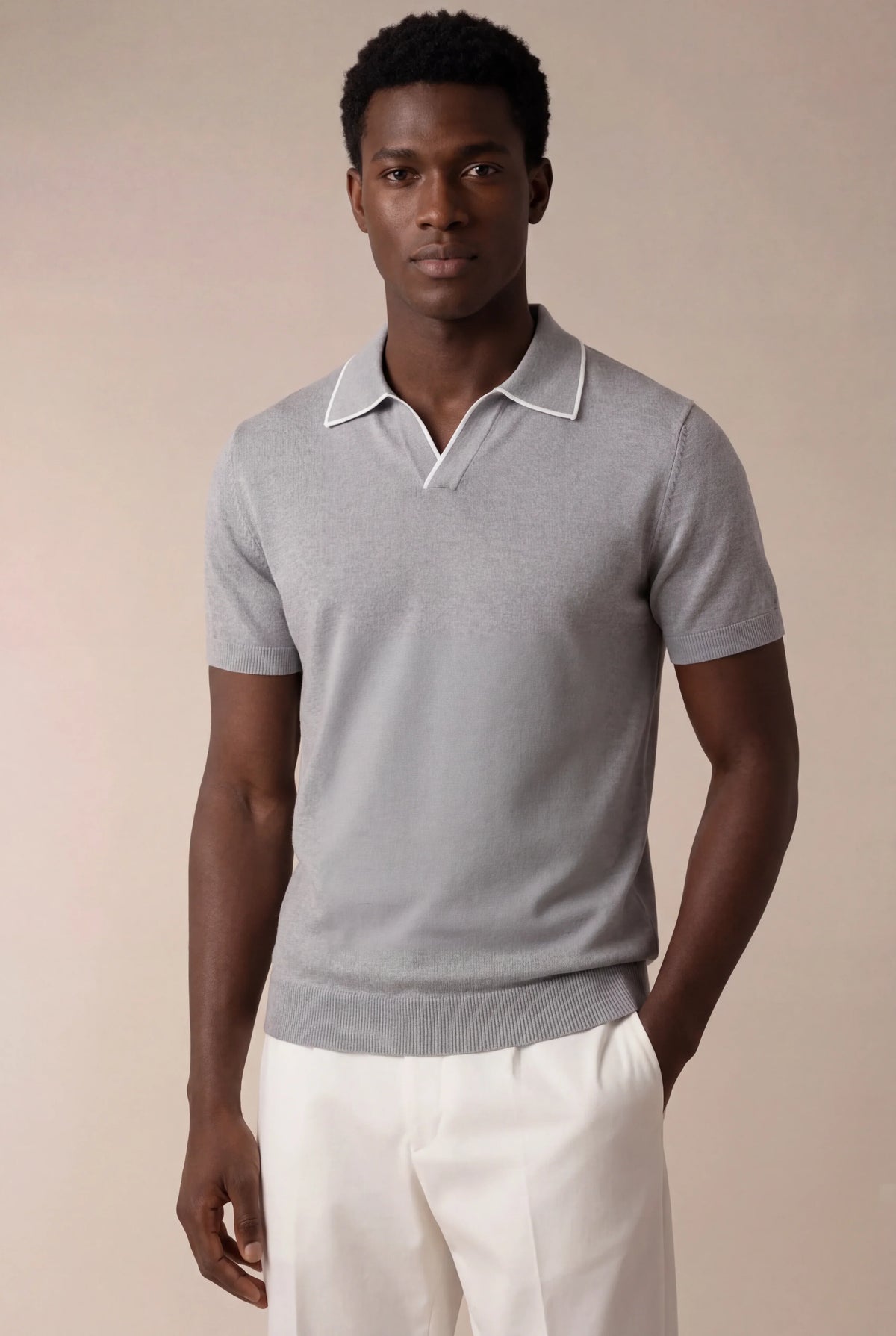Polo gris clair sans boutons