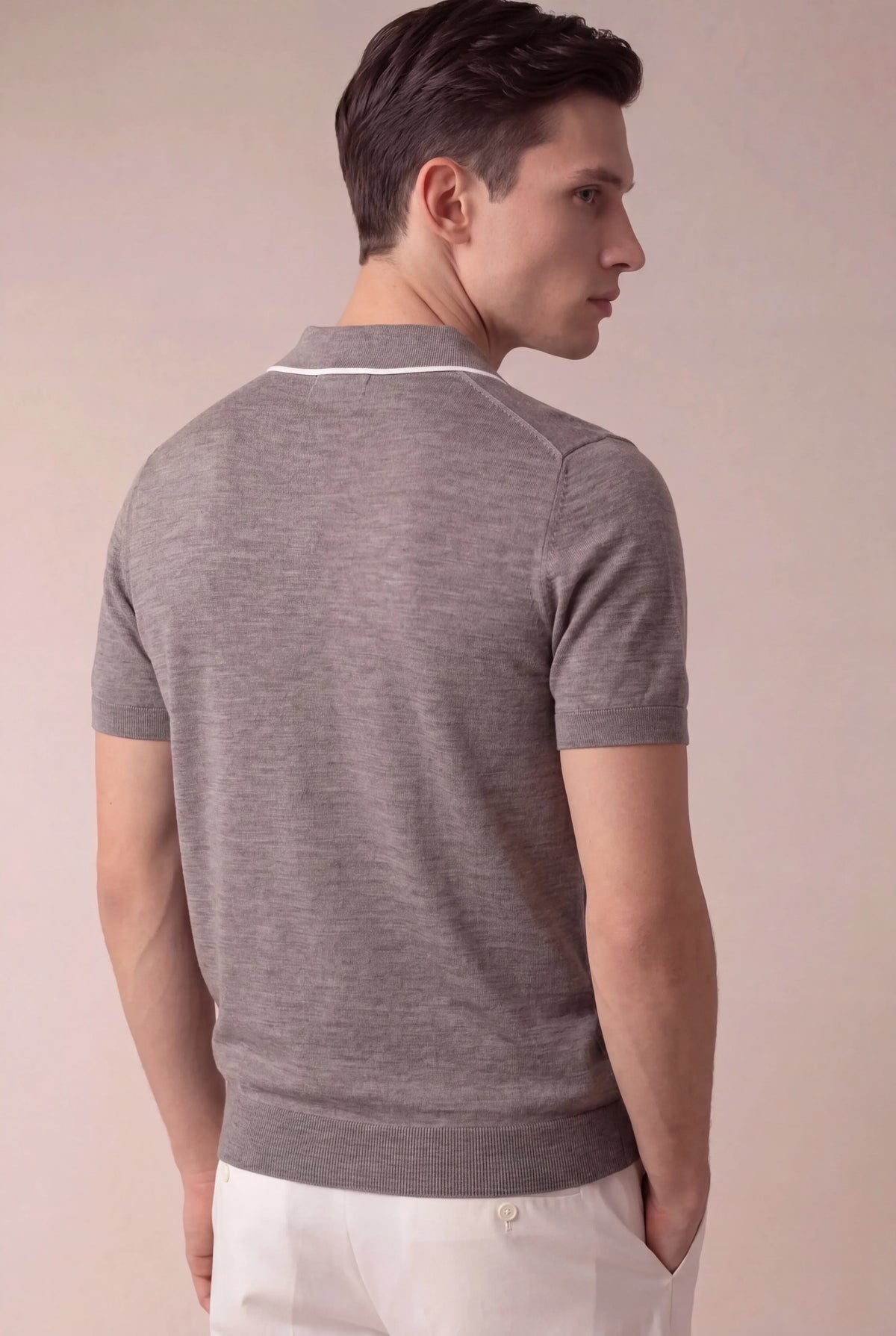Polo taupe clair sans boutons