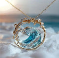 Azzurra | Collier avec vague bleue dorée