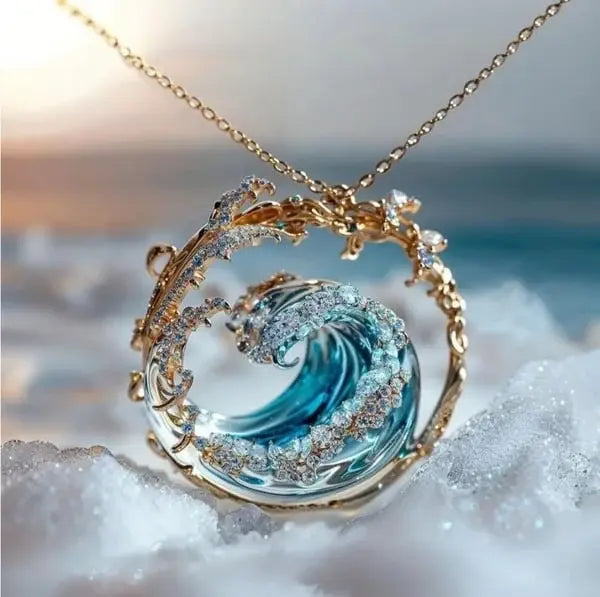 Azzurra | Collier avec vague bleue dorée