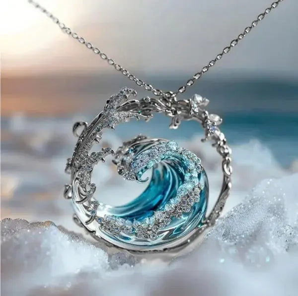 Azzurra | Collier avec vague bleue dorée