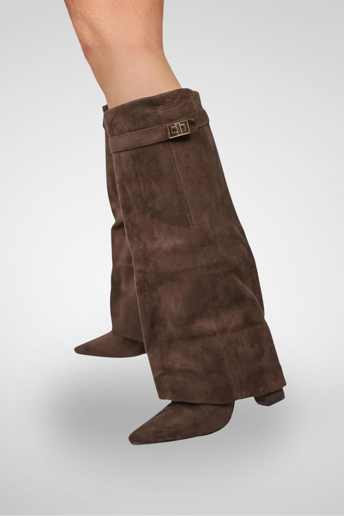 Bottes hautes élégantes effet daim