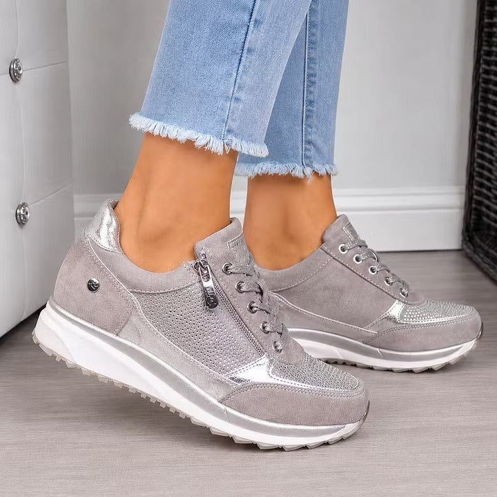 Confortia™ | Baskets orthopédiques compensées pour femme avec fermeture éclair