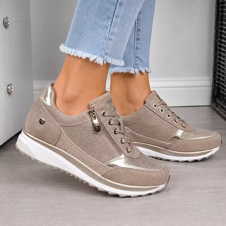 Confortia™ | Baskets orthopédiques compensées pour femme avec fermeture éclair