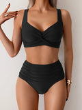 Bikini de tiro alto con top cruzado