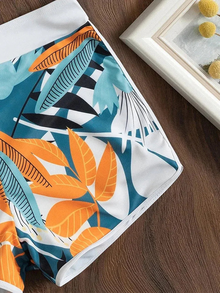 Bikini avec short taille mi-haute et haut dos nu