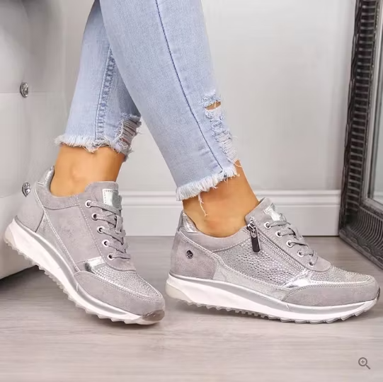 Confortia™ | Baskets orthopédiques compensées pour femme avec fermeture éclair