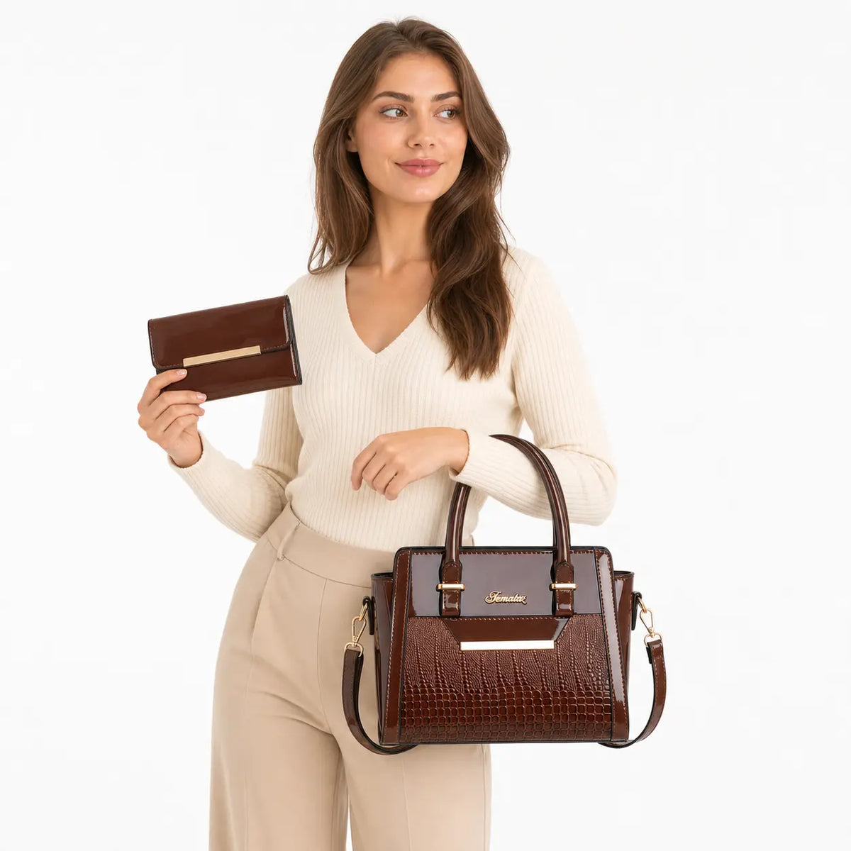 Ensemble sac et portefeuille en cuir - Cror