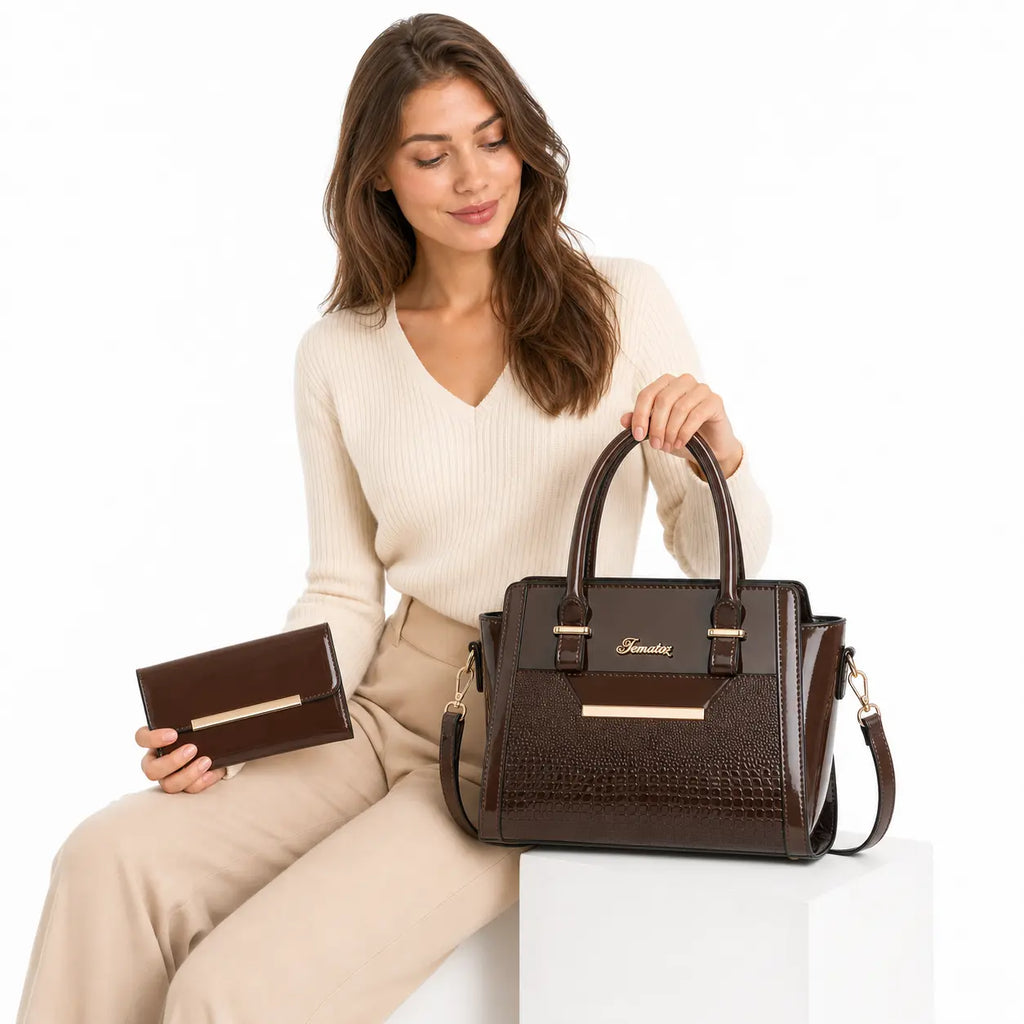 Ensemble sac et portefeuille en cuir - Cror