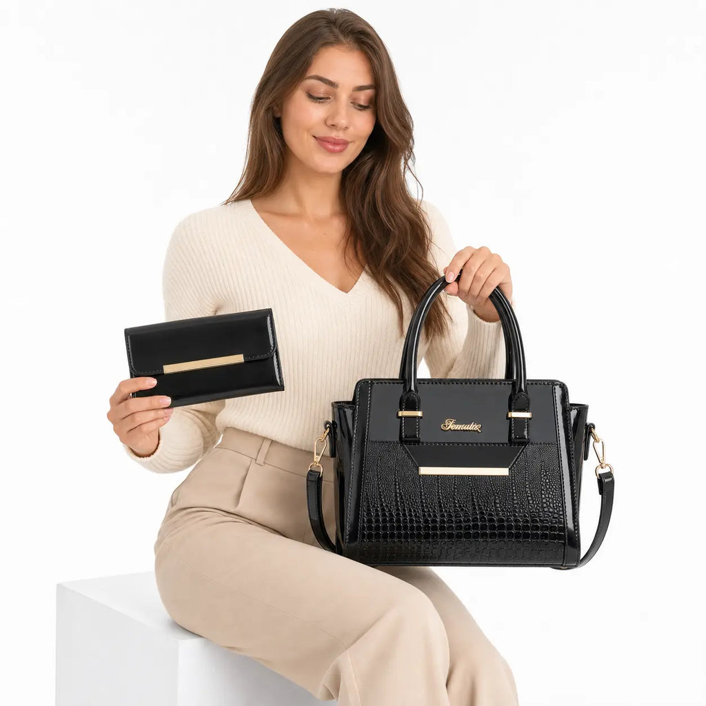Ensemble sac et portefeuille en cuir - Cror