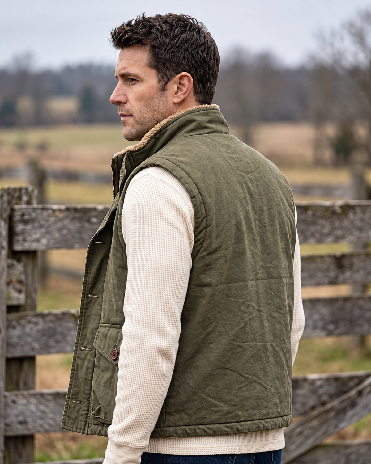 Gilet Lorenzo en Coton Doublé Sherpa