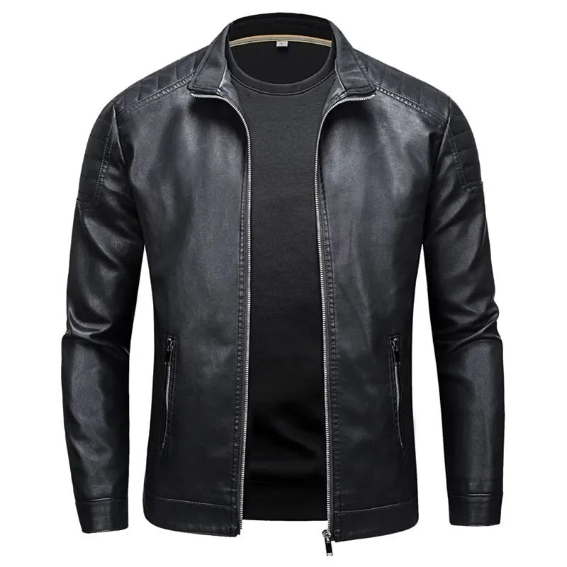 Alberto | Veste en cuir à col montant