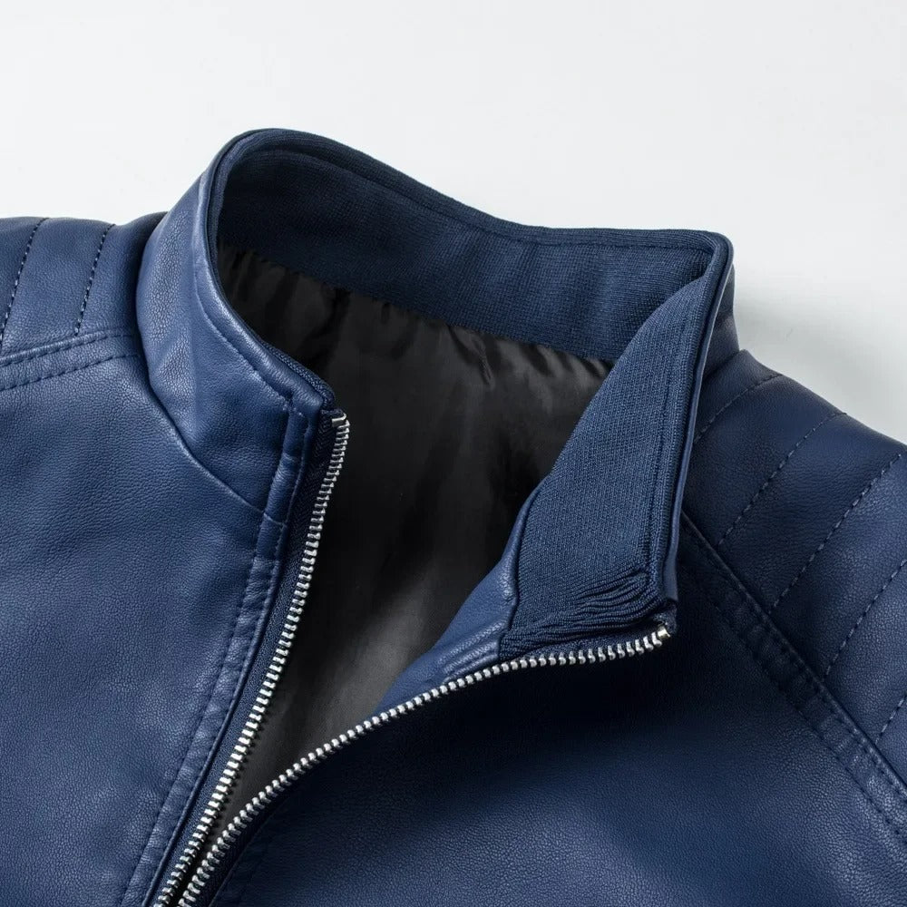 Alberto | Veste en cuir à col montant