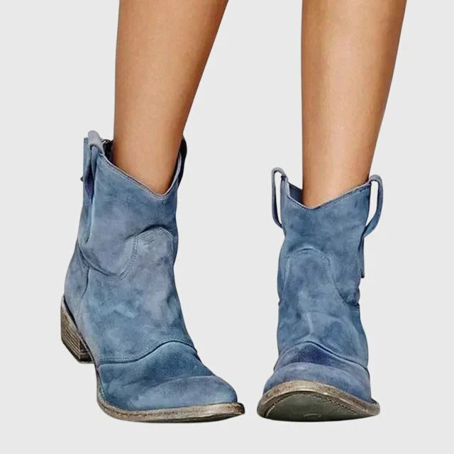 Maureen | Women's Block Heel Western Cowboy Ankle Boots with Pull Tabs
