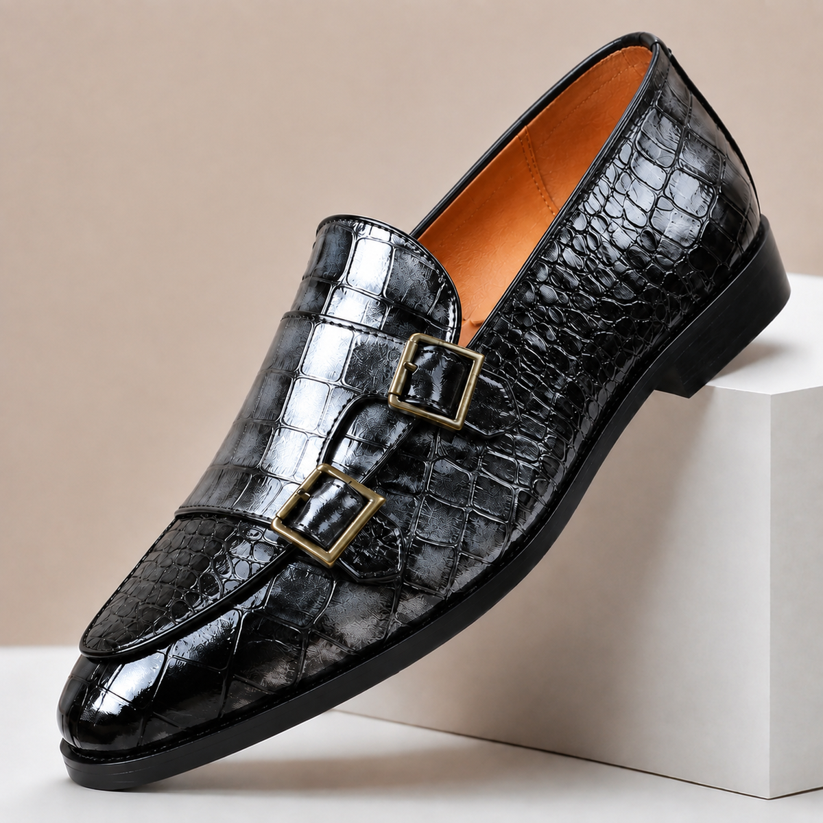 Mocassins Casaro en Cuir Embossé à Double Boucle