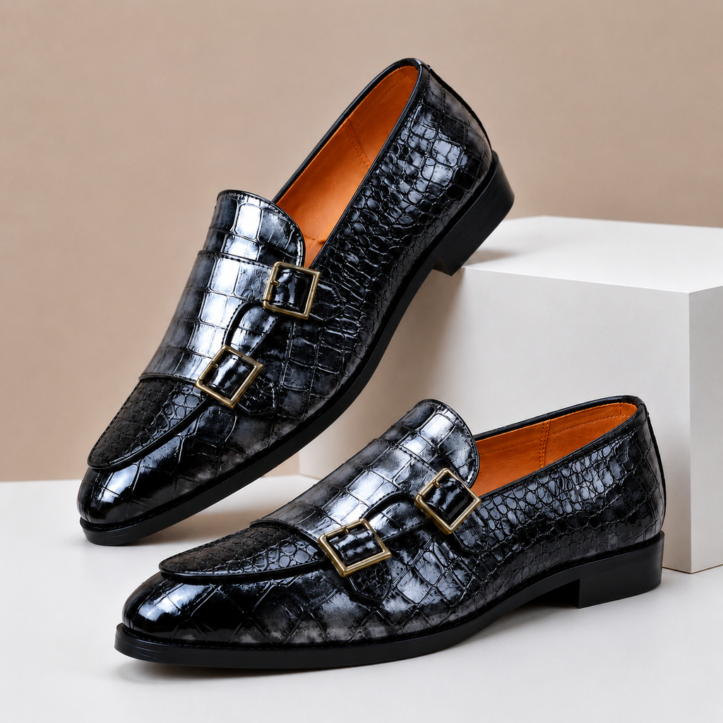 Mocassins Casaro en Cuir Embossé à Double Boucle