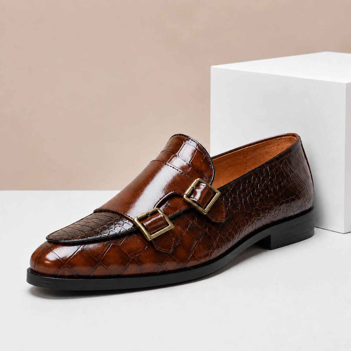 Mocassins Casaro en Cuir Embossé à Double Boucle
