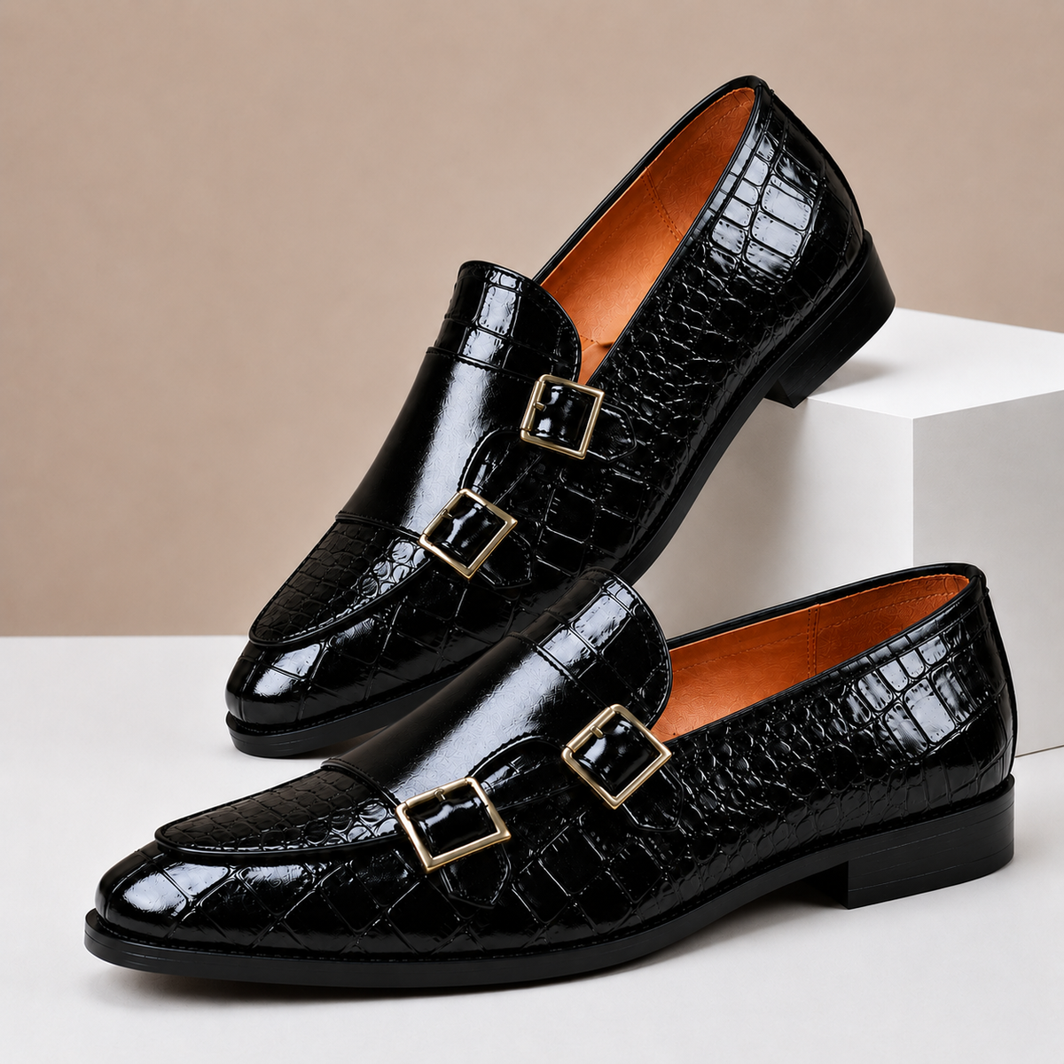Mocassins Casaro en Cuir Embossé à Double Boucle