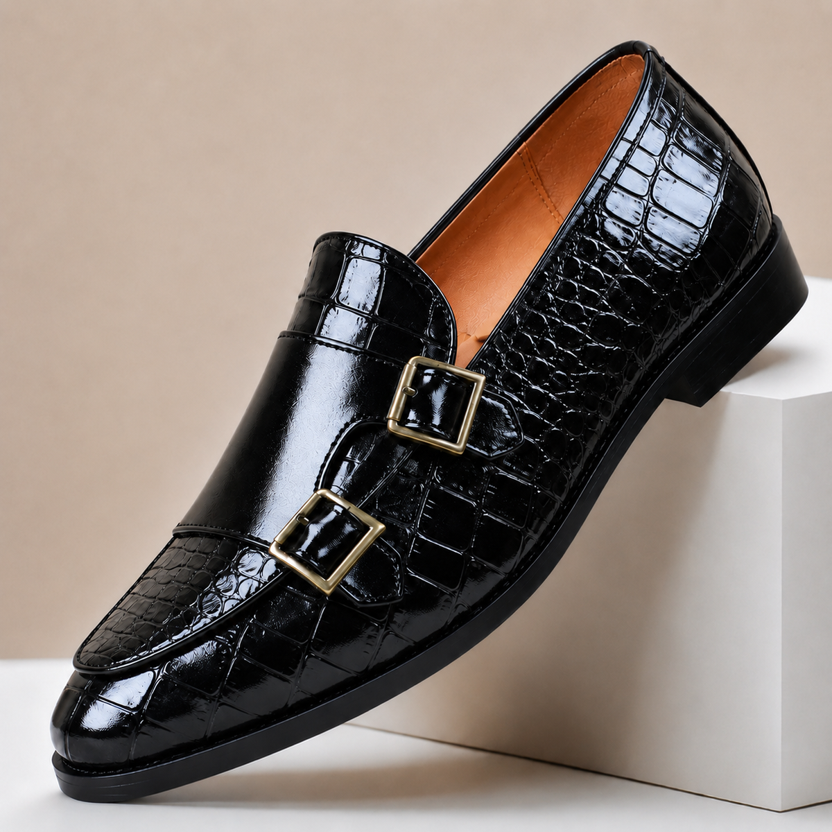 Mocassins Casaro en Cuir Embossé à Double Boucle