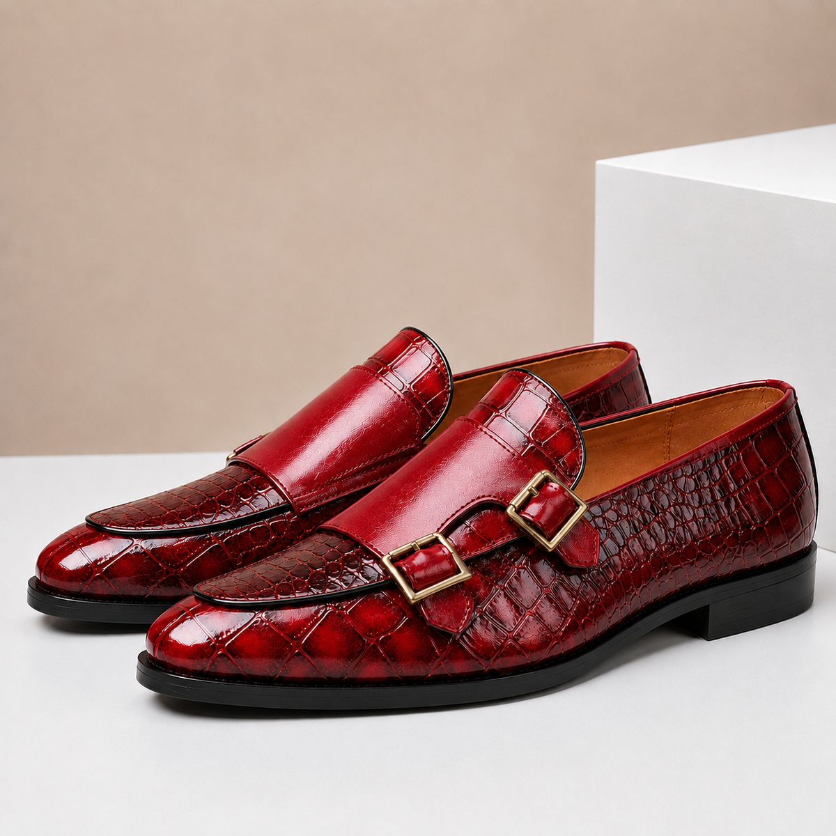Mocassins Casaro en Cuir Embossé à Double Boucle