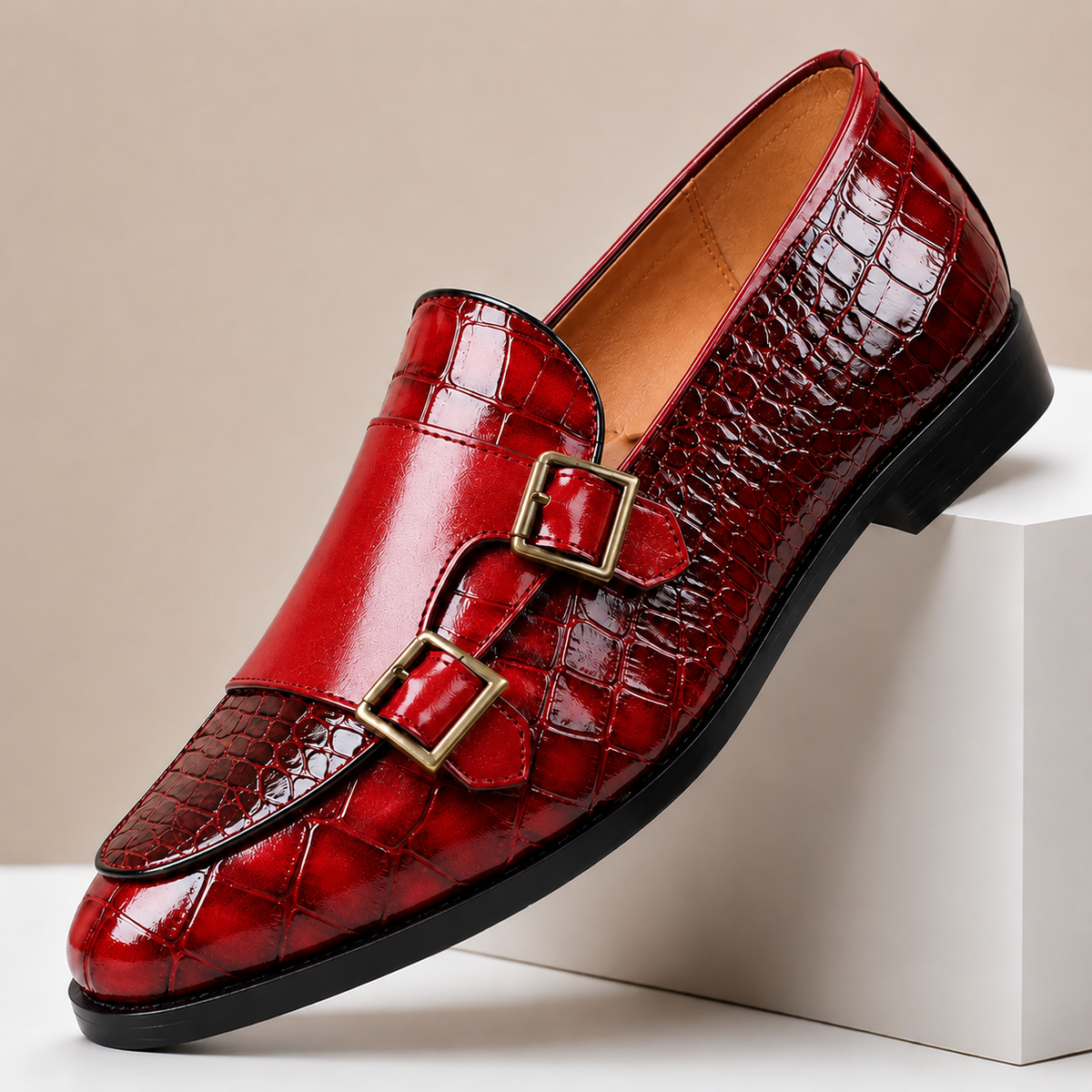 Mocassins Casaro en Cuir Embossé à Double Boucle