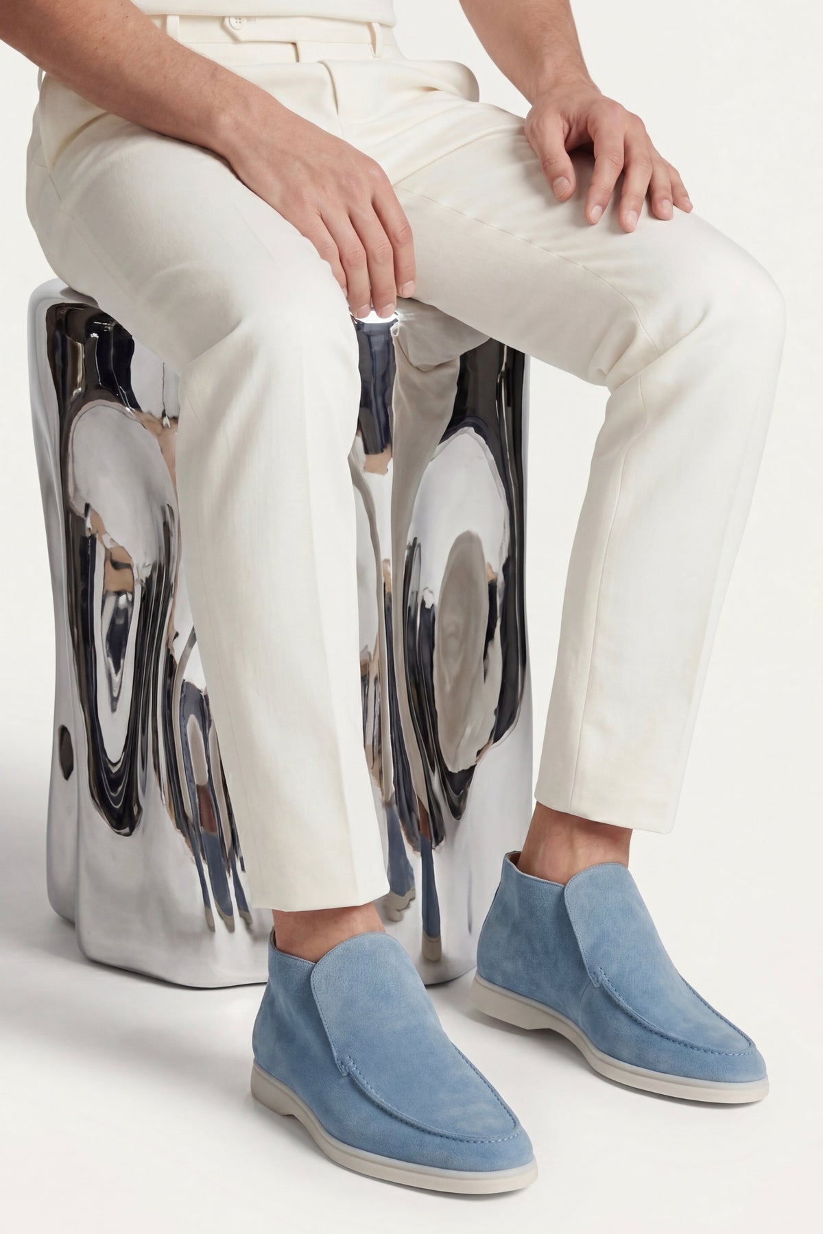 Mocassin Monaco en Daim – Bleu ciel