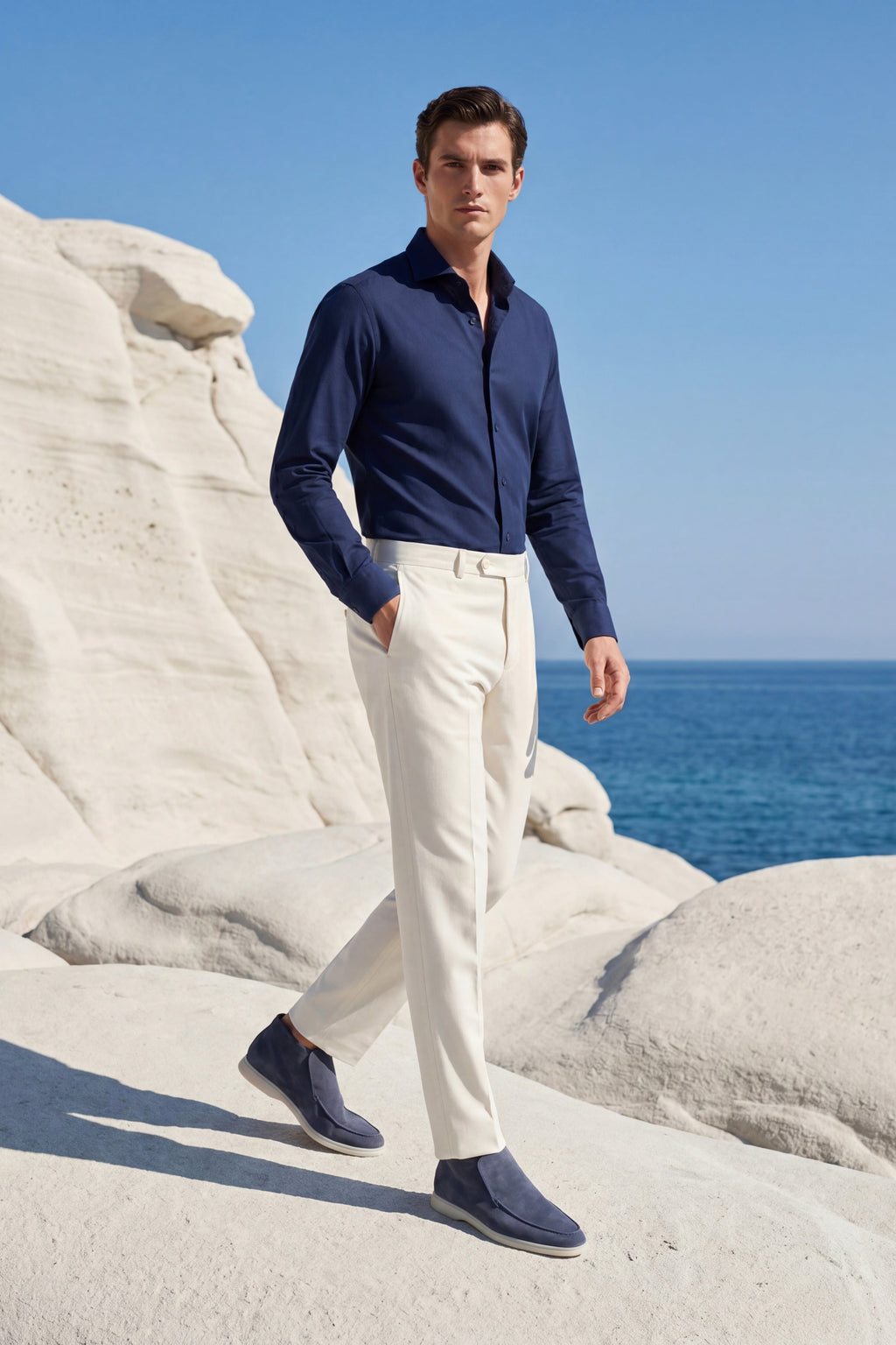 Mocassin Monaco en Daim – Bleu