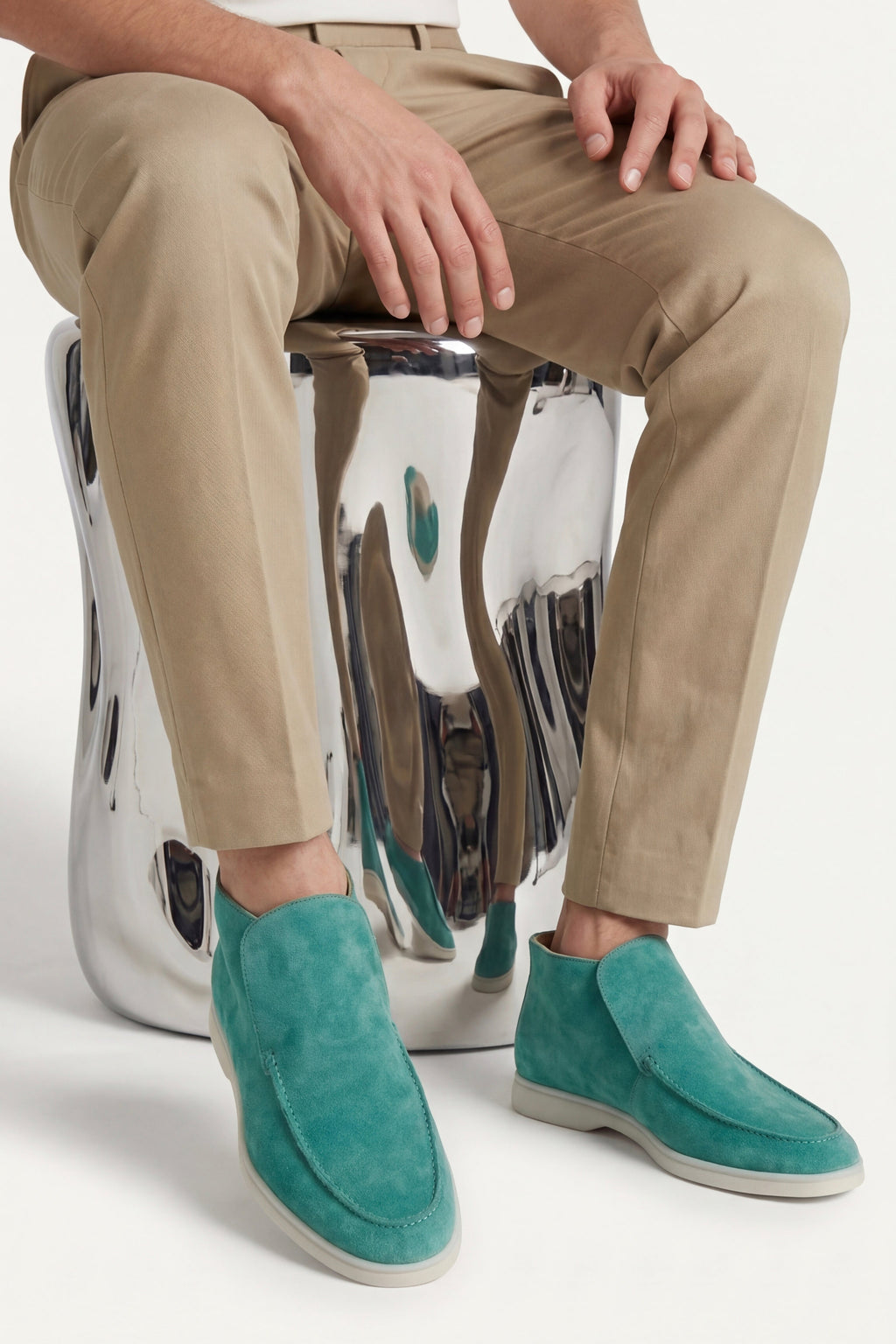 Mocassin Monaco en Daim – Turquoise