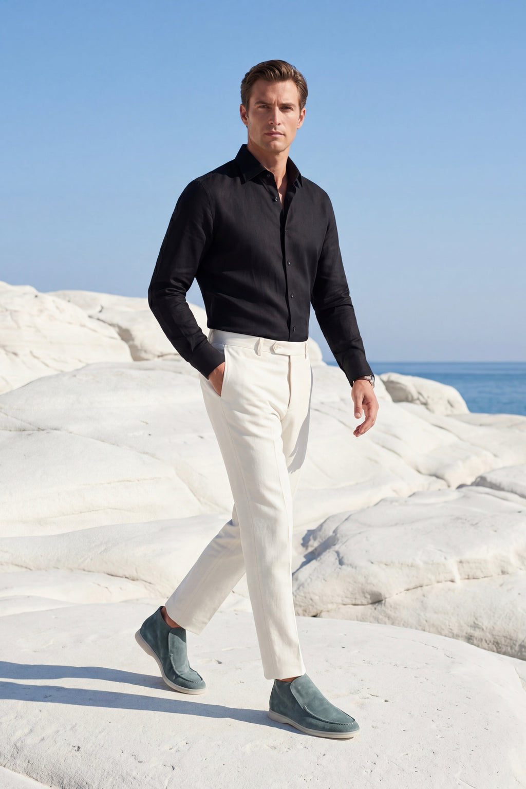 Mocassin Monaco en Daim – Vert menthe