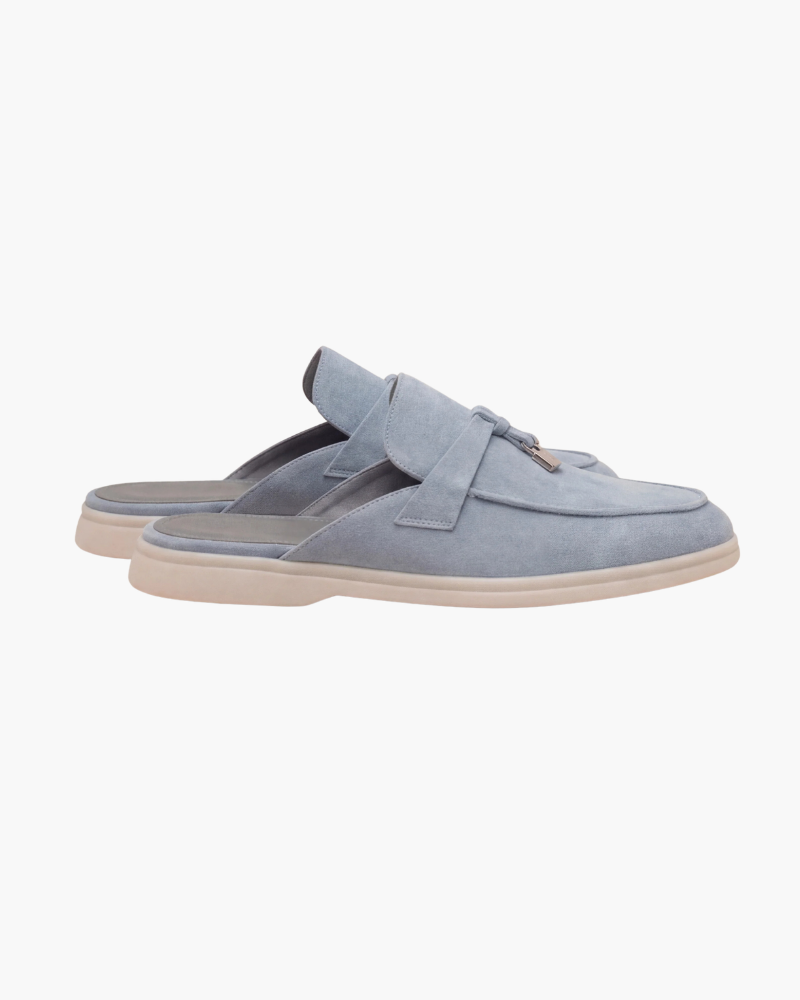 Mocassin Mule Mediterraneo en Daim – Bleu ciel