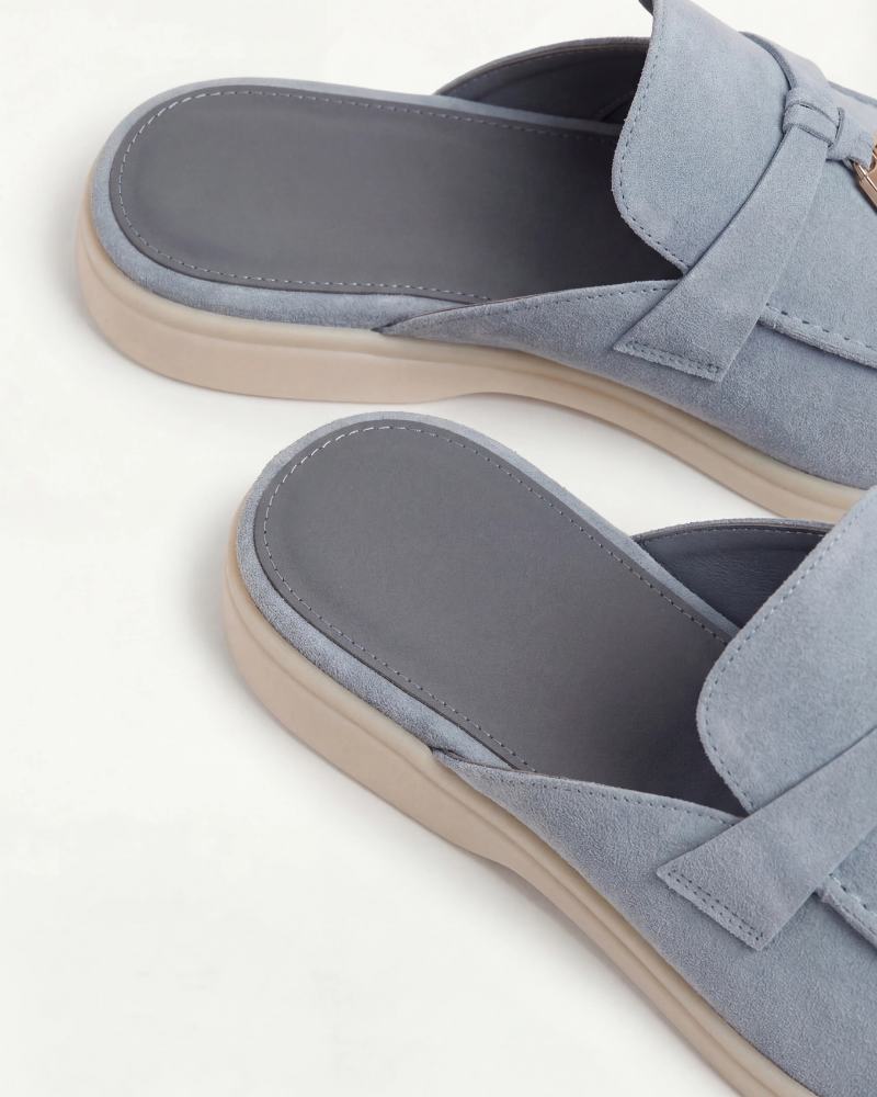 Mocassin Mule Mediterraneo en Daim – Bleu ciel