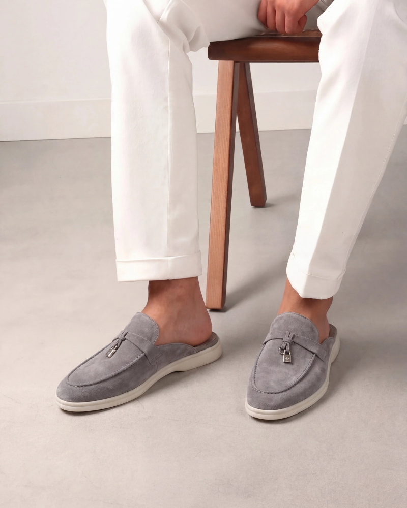 Mocassin Mule Mediterraneo en Daim – Gris clair