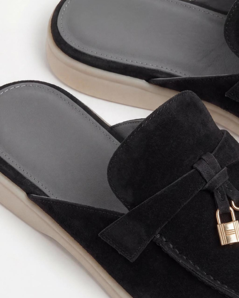 Mocassin Mule Mediterraneo en Daim – Noir
