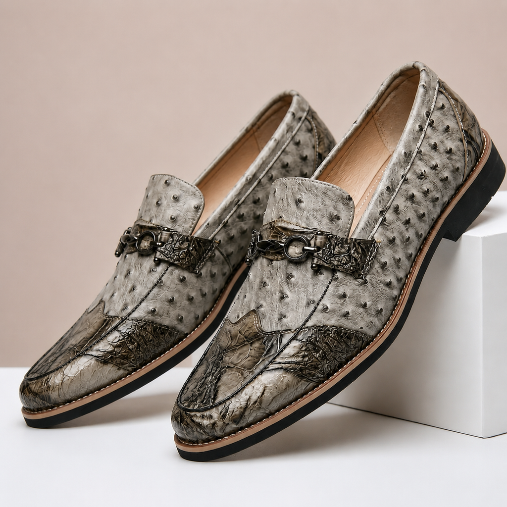 Mocassins Renzo en Cuir Véritable à Détails Texturés