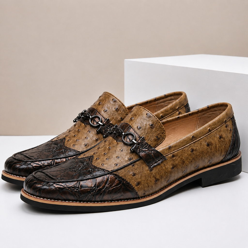 Mocassins Renzo en Cuir Véritable à Détails Texturés