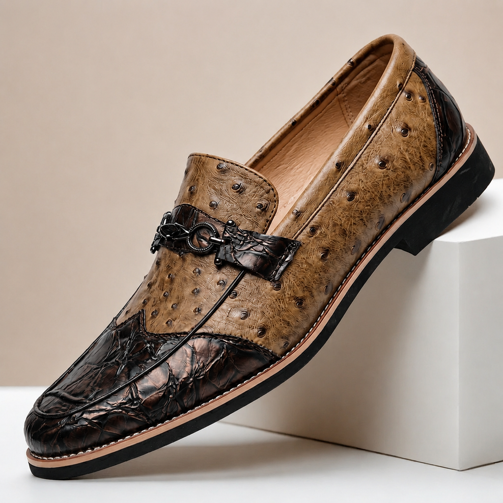 Mocassins Renzo en Cuir Véritable à Détails Texturés