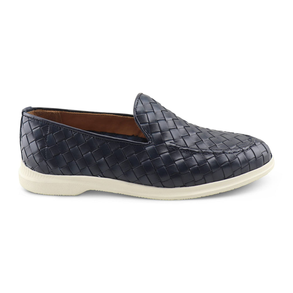 Mocassin Sorrento Tressé en Cuir – Bleu
