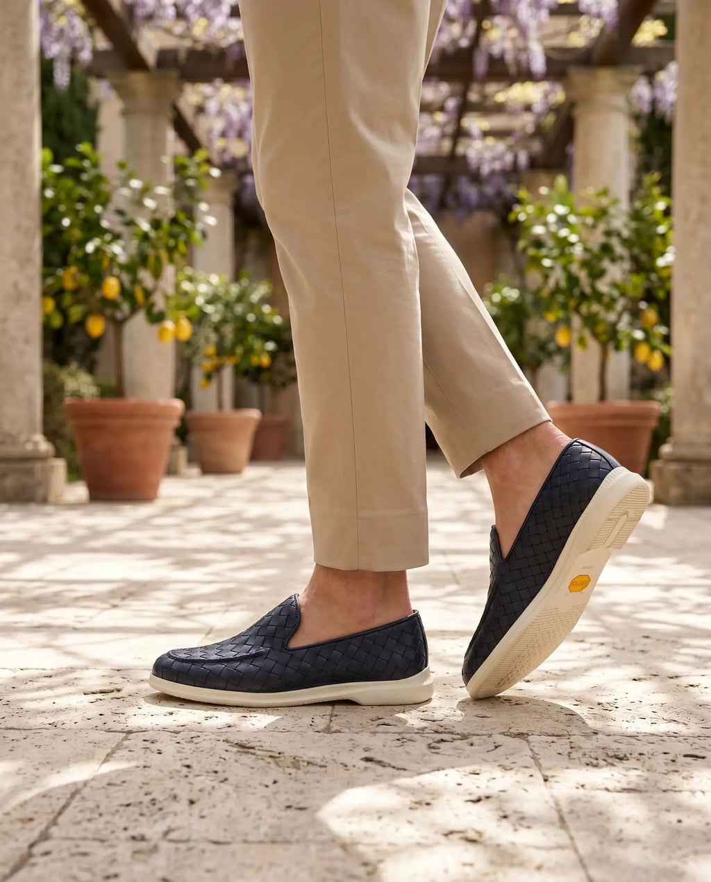 Mocassin Sorrento Tressé en Cuir – Bleu