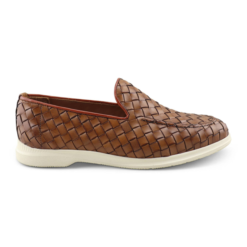 Mocassin Sorrento Tressé en Cuir – Cognac