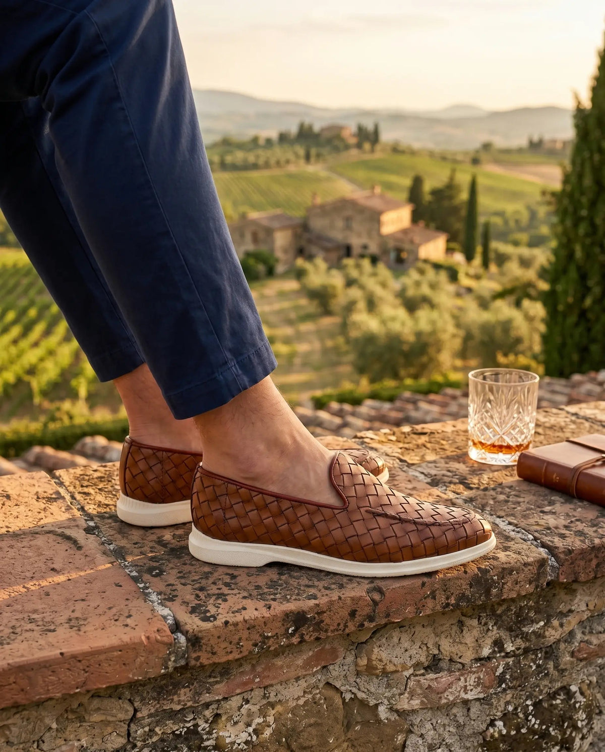 Mocassin Sorrento Tressé en Cuir – Cognac