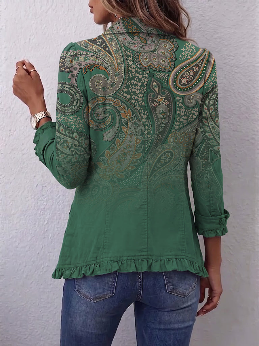 Addolorata | Veste Cachemire Verte à Volants