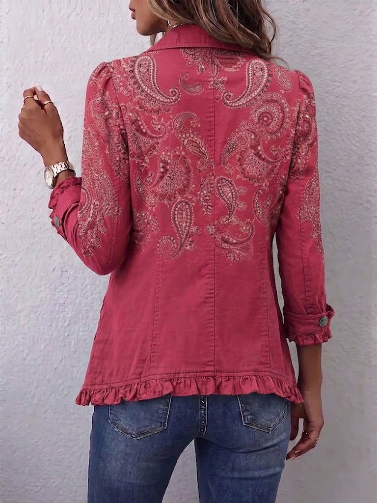 Agnese | Veste rose en cachemire à volants