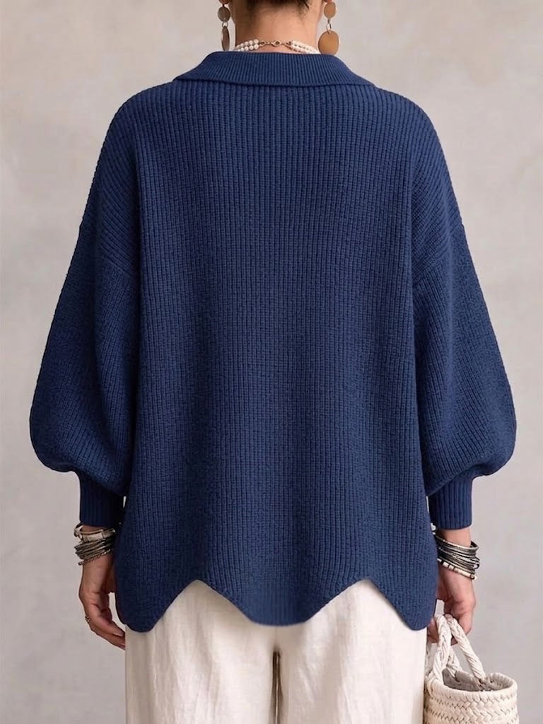 Cardigan en Maille Oversize à Col et Grands Boutons Métalliques