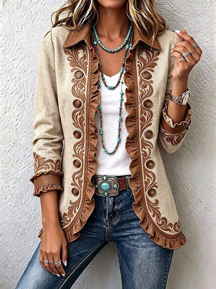Iolanda | Veste florale brodée à volants