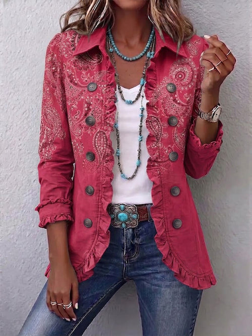 Agnese | Veste Cachemire Rose à Volants